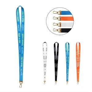 3/4" Sublimation Polyester Lanyard w/ Gold Swivel J Hook