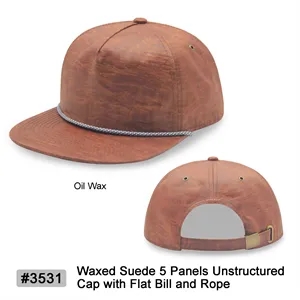 Unstructured 5 panel oil waxed cap with rope