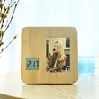 Bamboo Digital Clock With Customizable Photo Frame | https://www.bestnamebadges.com