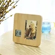 Bamboo Digital Clock With Customizable Photo Frame | https://www.bestnamebadges.com