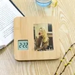 Bamboo Digital Clock With Customizable Photo Frame | https://www.bestnamebadges.com