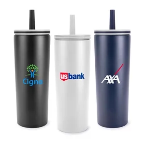 ChillFlow Stainless Steel Mug with Straw 24oz.