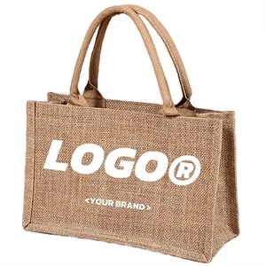 Reusable Jute Tote Bag With Sturdy Handles For Shopping