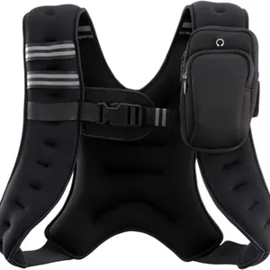 Black Weighted Vest with Reflective Stripes for Workout