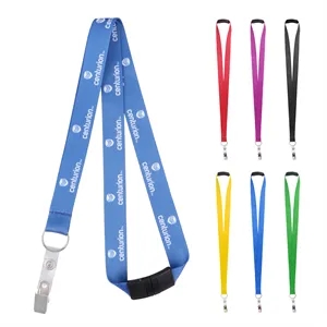3/4" Polyester Breakaway Lanyard W/ Bulldog Clip W/Ring