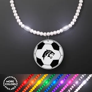 LED Bead Necklace with Soccer Ball Medallion