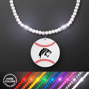 LED Bead Necklace with Baseball Medallion
