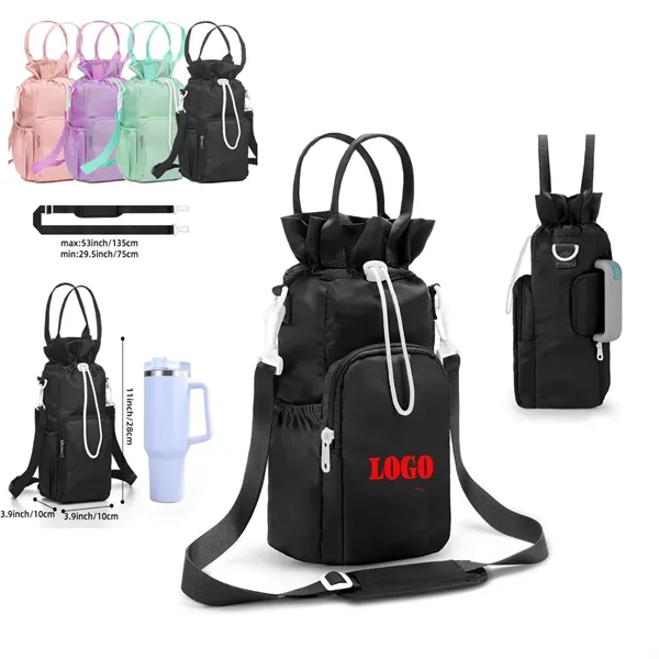 Insulated Water Bottle Sling Bag with Phone Pouch for 40 OZ 