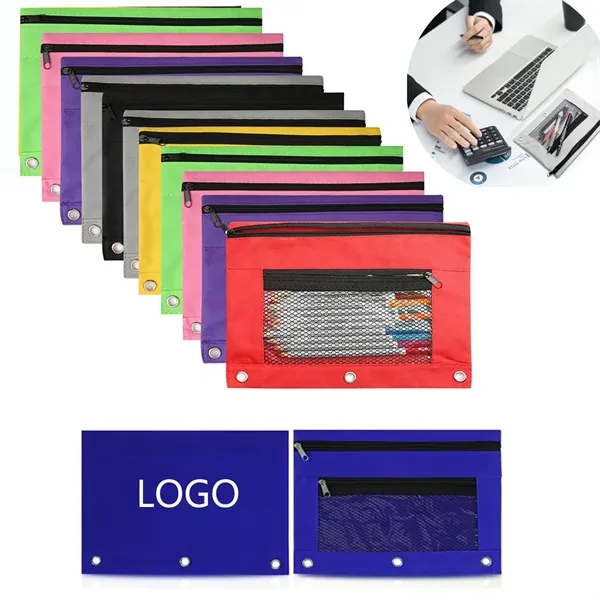 Pencil Pouches with Double Pocket and Mesh Window