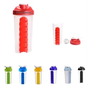 2-in-1 Personal Pill Organizers Shaker Bottle 24 oz.