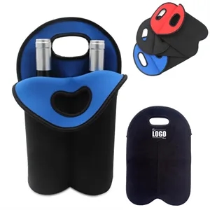 2 Bottle Neoprene Wine Carrier Tote Bag | https://www.bestnamebadges.com