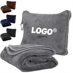 Fleece Travel Blanket Pillow Portable Two In One Car Plane