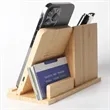 Bamboo Desk Organizer Wireless Charger With Phone Holder | https://www.bestnamebadges.com
