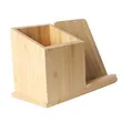 Bamboo Desk Organizer Wireless Charger With Phone Holder | https://www.bestnamebadges.com