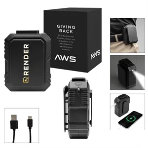 AWS UL Listed 5,000 mAh Power Bank and Fan With Clip | https://www.bestnamebadges.com
