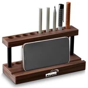 Wooden Desk Organizer with Pen Holder and Phone Stand | https://www.bestnamebadges.com