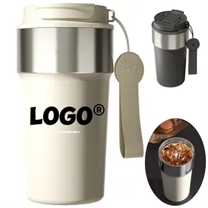 15oz Stainless Steel Travel Mug Strap Portable Coffee Cup