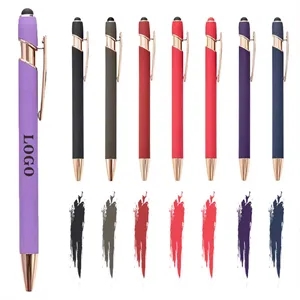 Aluminum Touch Stylus Ballpoint Pen with Rose Gold Trim