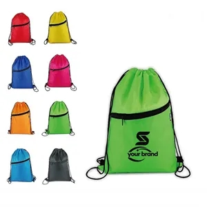 Lightweight Drawstring Backpack with Zipper Pocket