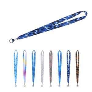 3/4" Custom Polyester Lanyards Keychain W/ Black ring