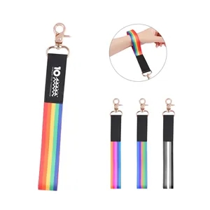 Custom Polyester Wrist Lanyard Strap Keychain W/ Swivel Hook