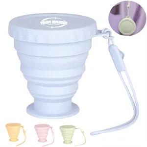 6.76oz. Portable Silicone Folding Travel Camp Cup With Lids