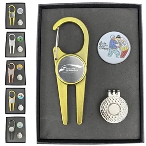 Golf Divot Tool Gift Set w/ Magnetic Ball Markers & Hat Clip | https://www.bestnamebadges.com