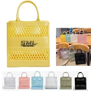 Rainbow PVC Portable Beach Basket Waterproof Tote Bag