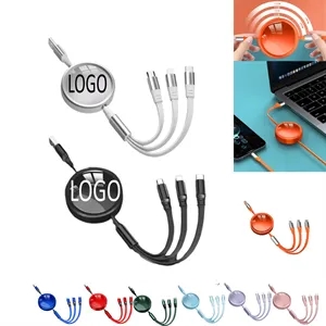 100W Compact 3-in-1 Retractable Charging Cable