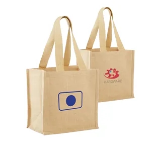 Jute Grocery Tote with Wide Bottom | https://www.bestnamebadges.com