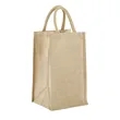 Eco-Friendly Jute Bag with Solid Front for 4 Bottles | https://www.bestnamebadges.com