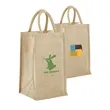 Eco-Friendly Jute Bag with Solid Front for 4 Bottles | https://www.bestnamebadges.com