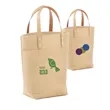 Eco-Friendly Mini Jute Tote with Leather Handles | https://www.bestnamebadges.com