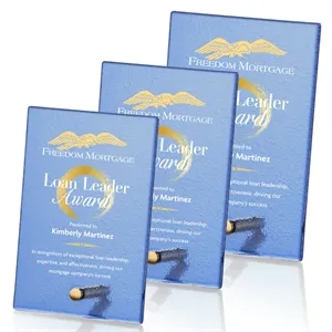 Atchison Blue Rectangle VividPrint™ Award - Gold | https://www.bestnamebadges.com