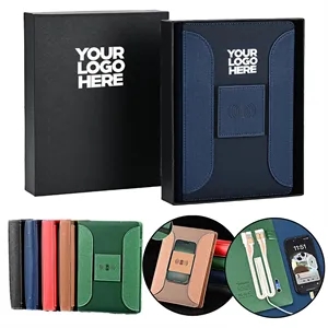 Leather Cover Notebook With Power Bank