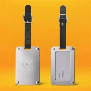 Leather Strap Stainless Steel Luggage Tag | https://www.bestnamebadges.com