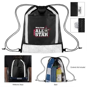 Game Time rPET Reflective Drawstring Bag | https://www.bestnamebadges.com