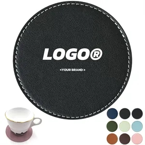 In Stock Custom Logo Leather Drink Coasters For Promotion