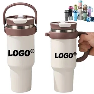 40oz Stainless Steel Tumbler Car Cup With Straw Lid