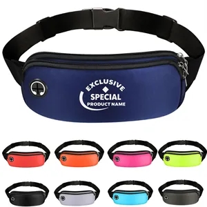 Fitness Running Dual Pocket Waist Bag with Headphone Jack