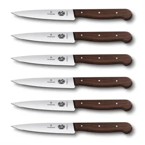 6pcs Wood Steak Knife Set, 12cm, Straight, Modified Maple