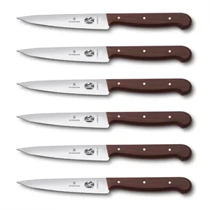 6pc Wood Steak Knife Set, Rosewood
