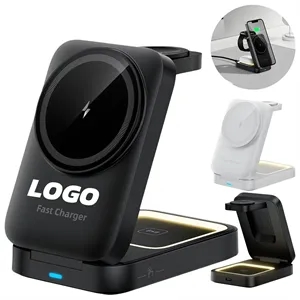 3 in 1 Foldable Wireless Charging Station with Custom Logo