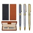 Custom Premium Metal Pen with PU Leather Case Gift Set | https://www.bestnamebadges.com