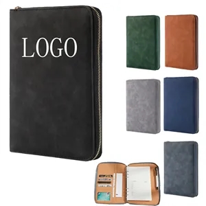 A5 PU Binder Notebook 6 Rings with Zipper and Refill Paper