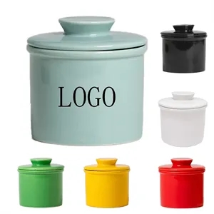 Ceramic Butter Crock Dish with Lid for Countertop