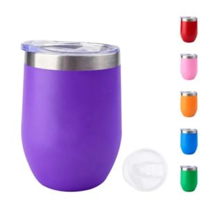 12 Oz Stainless Insulated Wine Tumbler W/ Lid for Hot & Cold