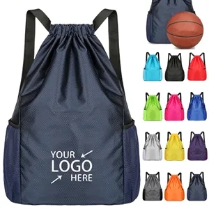 Large Water-Resistant Basketball Drawstring Backpack
