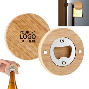 Round Wooden Magnetic Bottle Opener for Refrigerator