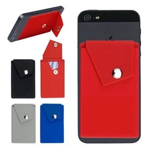 Adhesive Silicone Phone Wallet w/ Snap Closure